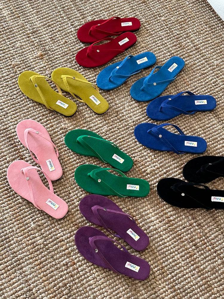 ENNU Flat Bottom Matte Turned Fur Outer Slippers