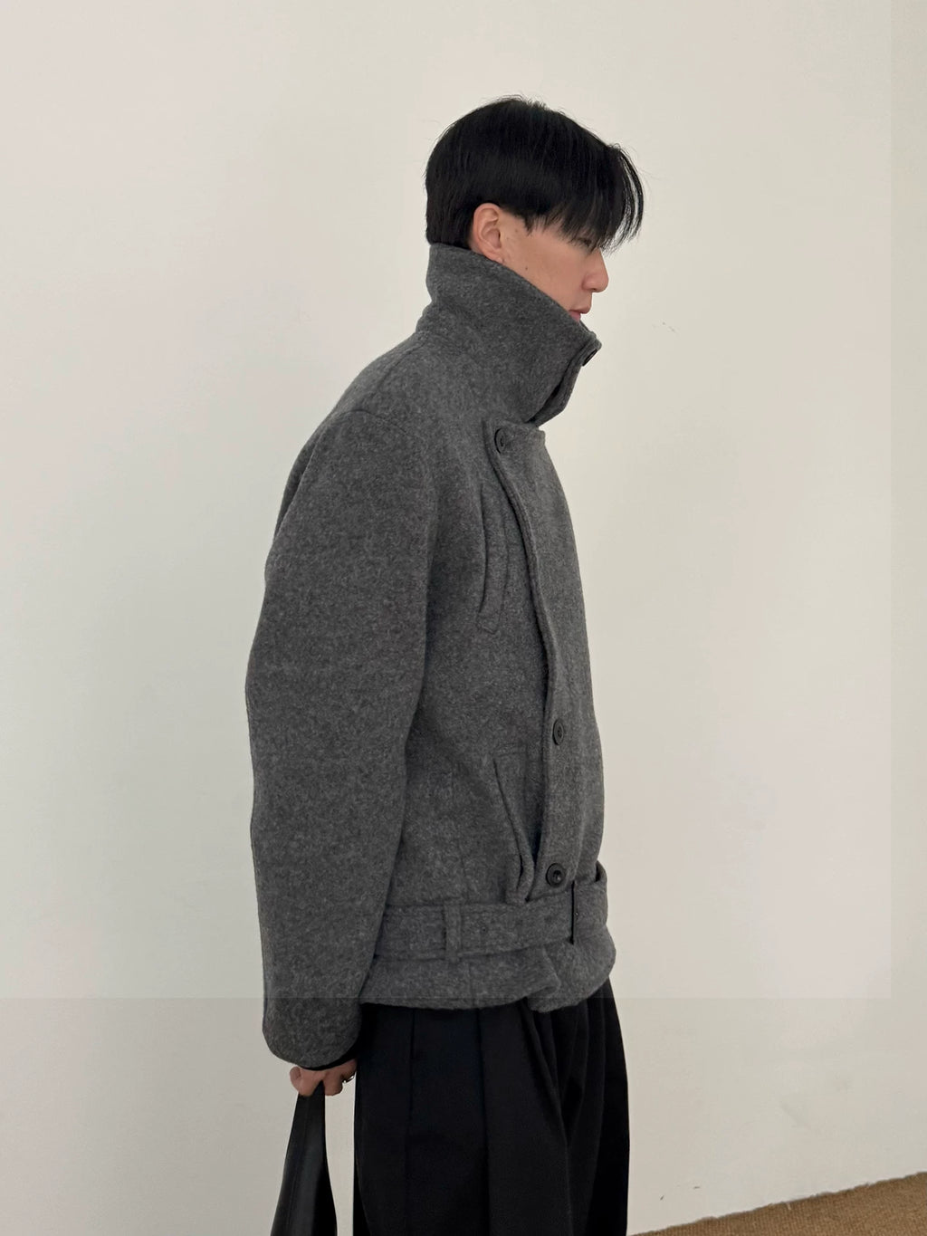 COLN Double Placket Multi-neck Wool Coat