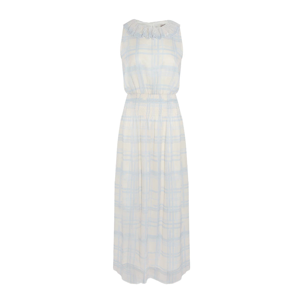 Wildberry Vintage Blue Checkered Vest Dress