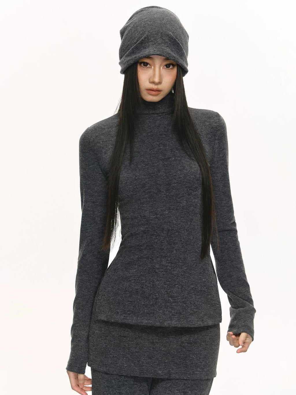 Anna Aneae Turtleneck Bottoming Shirt Wide-leg Casual Sweatpants Suit