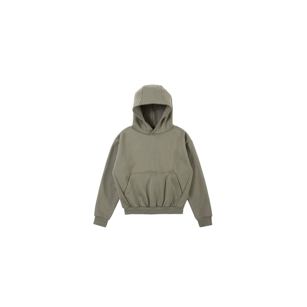 PLUS NO LOGO Short and Wide Stand-up Hooded Sweater