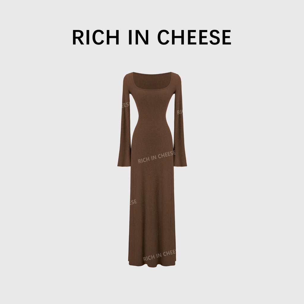 RICH IN CHEESE Knitted Waist Slim Dress