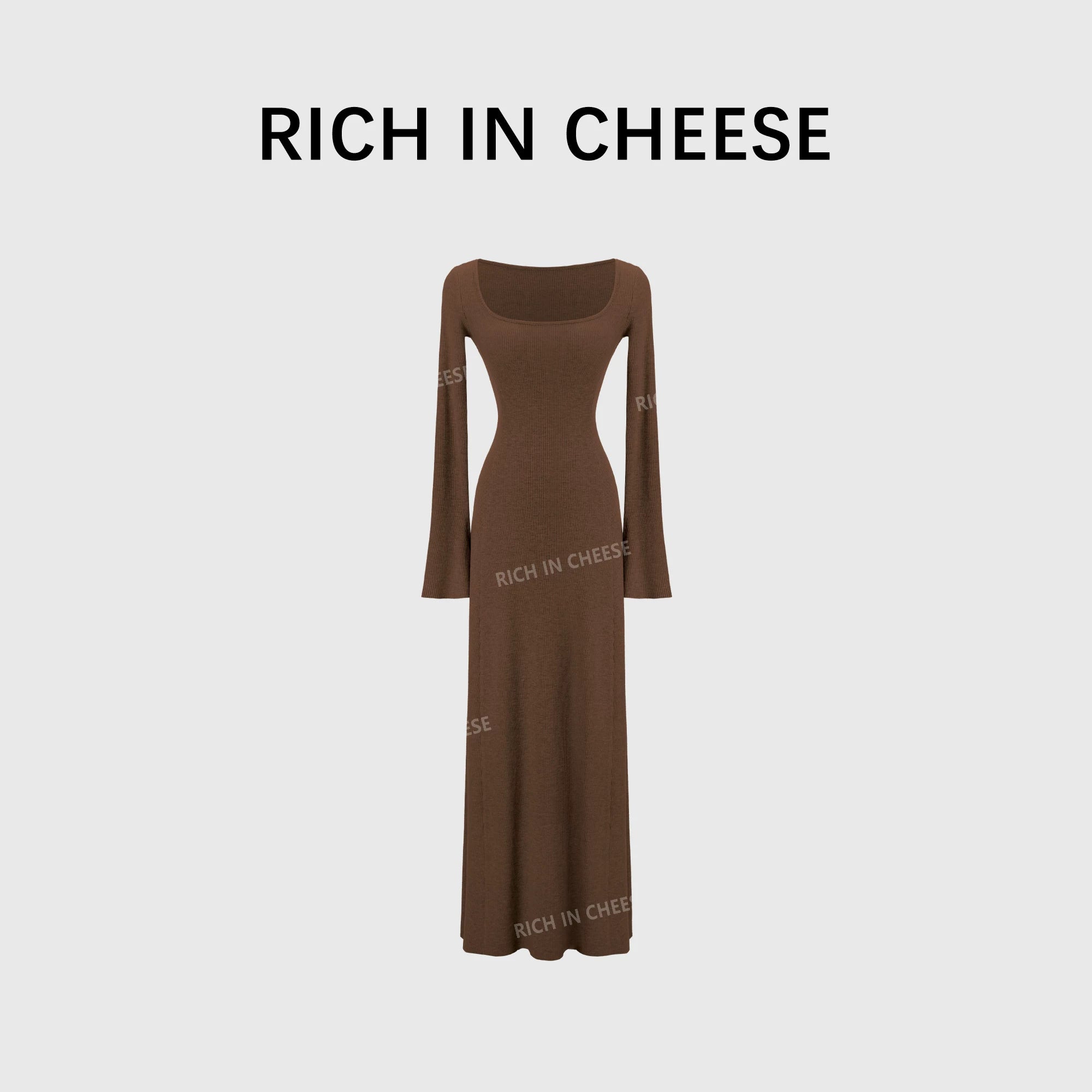 RICH IN CHEESE Knitted Waist Slim Dress
