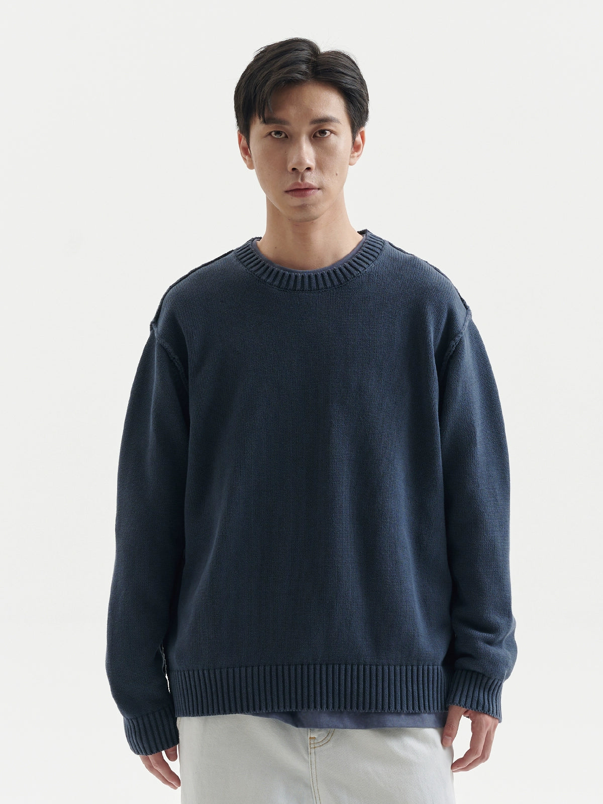 BUTTBILL Vintage Simple Crew Neck Knitted Sweater