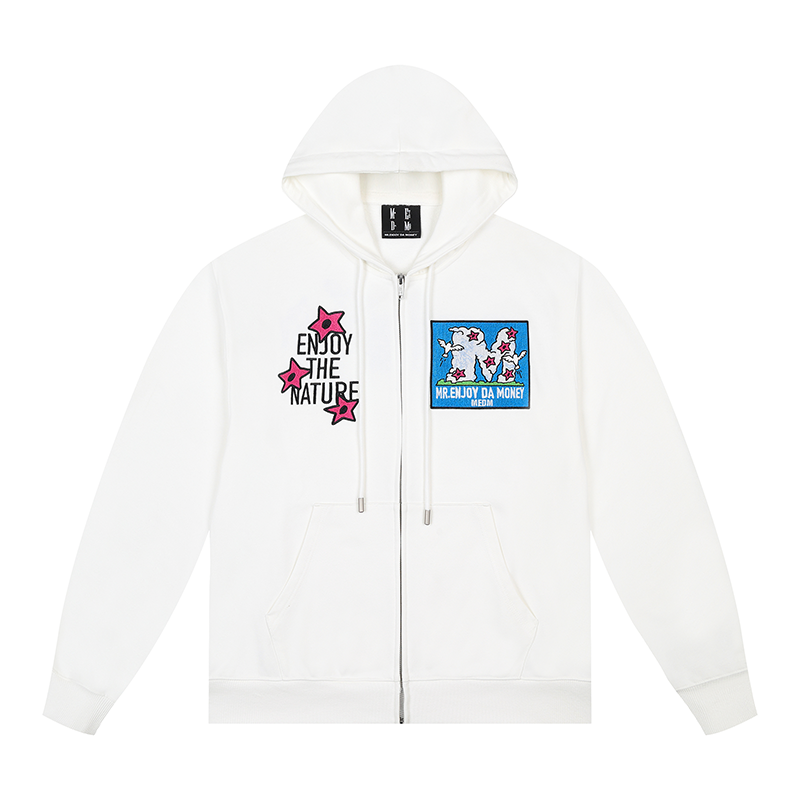 MEDM Natural Elements Large M Fleece Zip Hooded Sweater