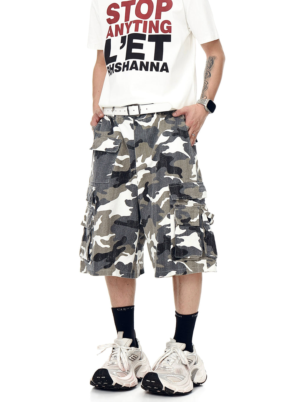 BLACKLISTS Old Camouflage Multi-pocket Tooling Shorts