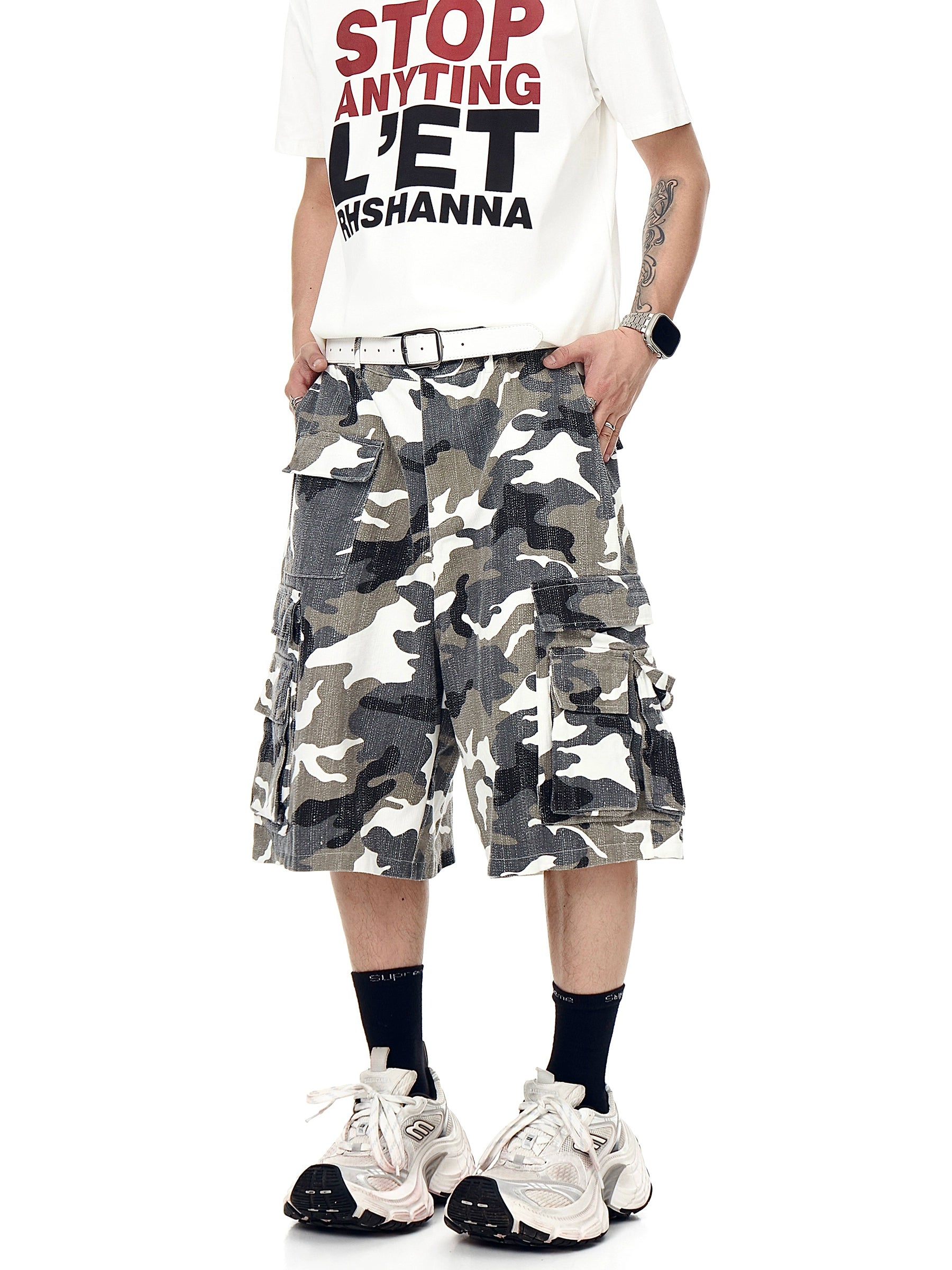 BLACKLISTS Old Camouflage Multi-pocket Tooling Shorts
