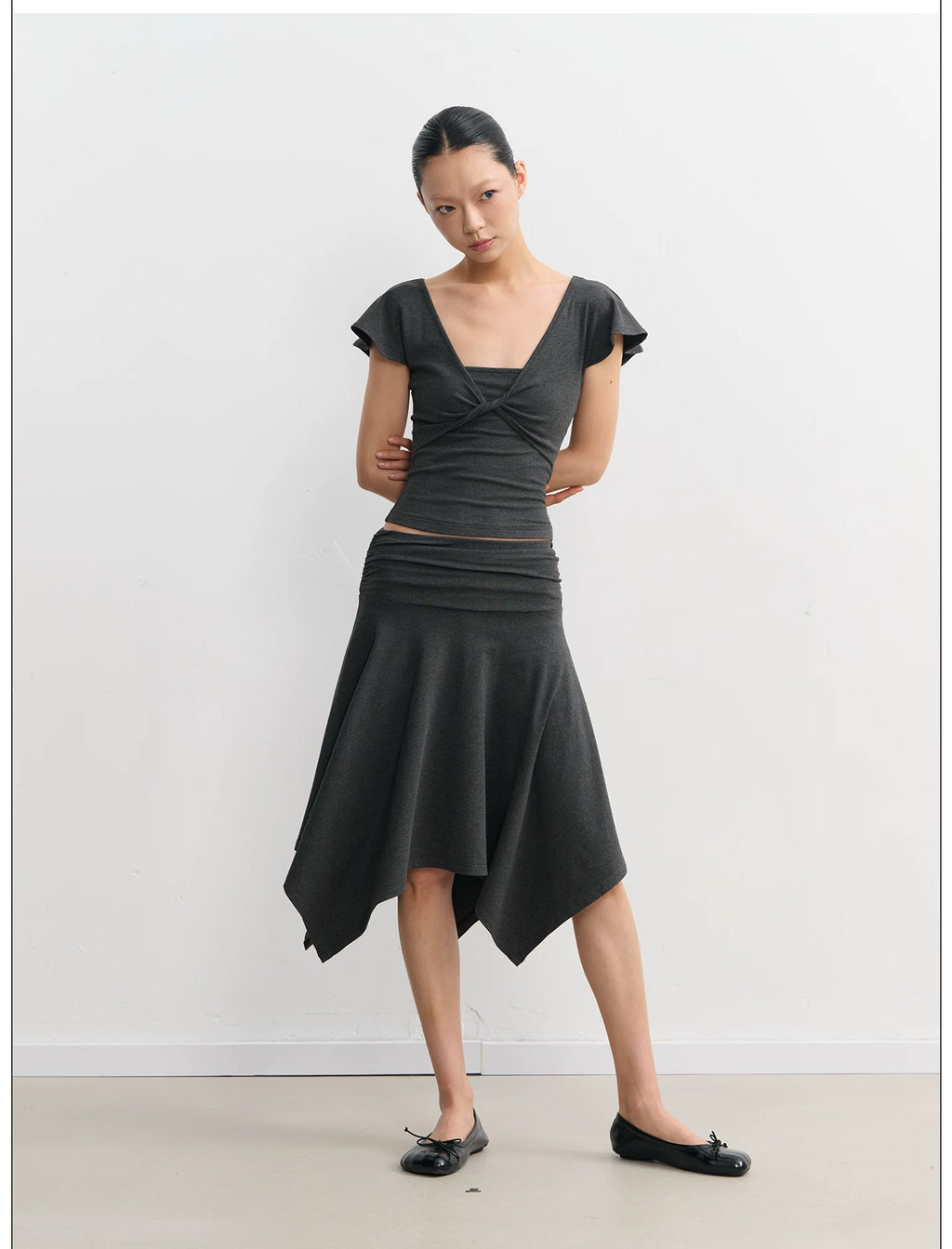 LINY LIBERTY Lotus Leaf Edge Waist Tee Skirt Set