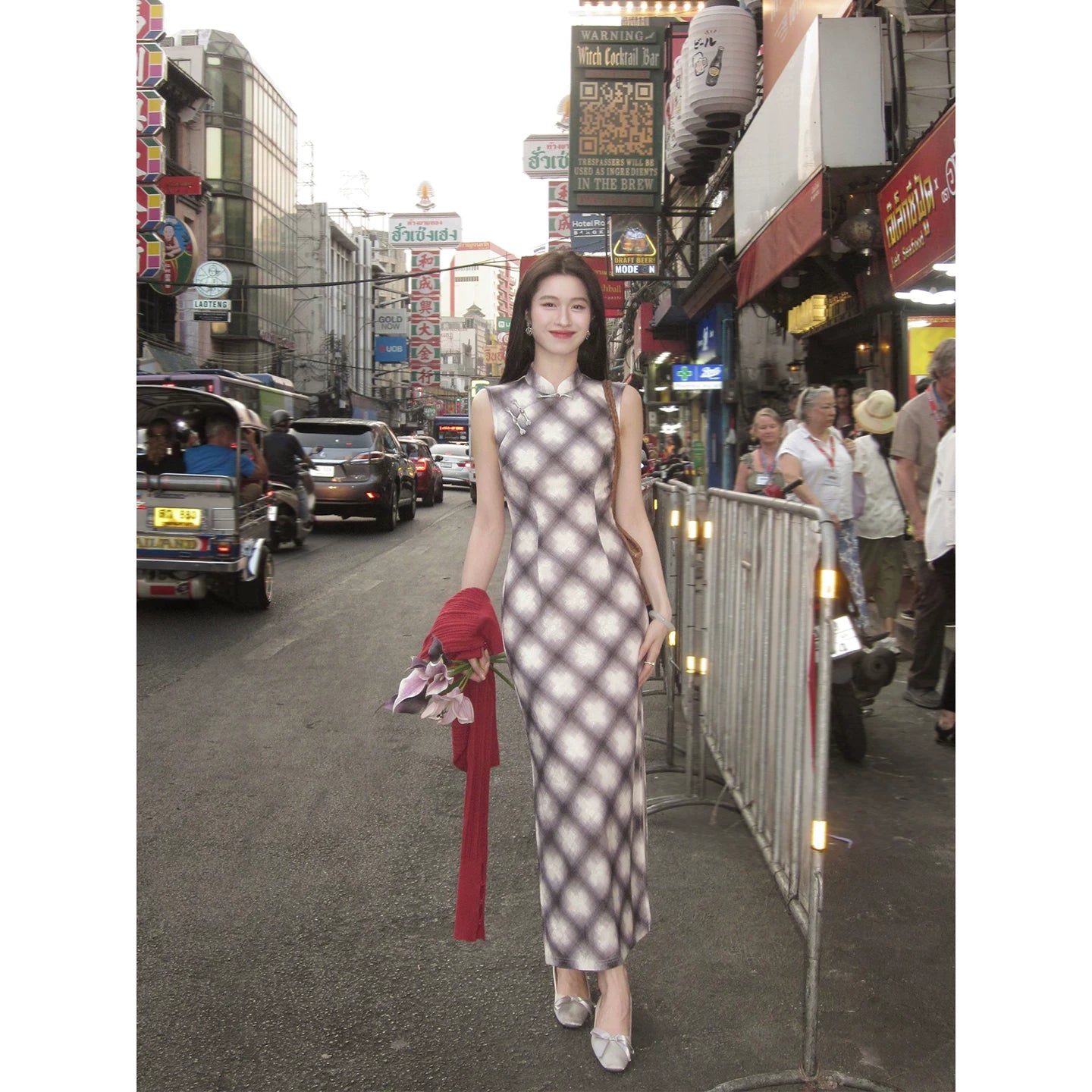 ZIHE Knitted Stretch Cheongsam Dress