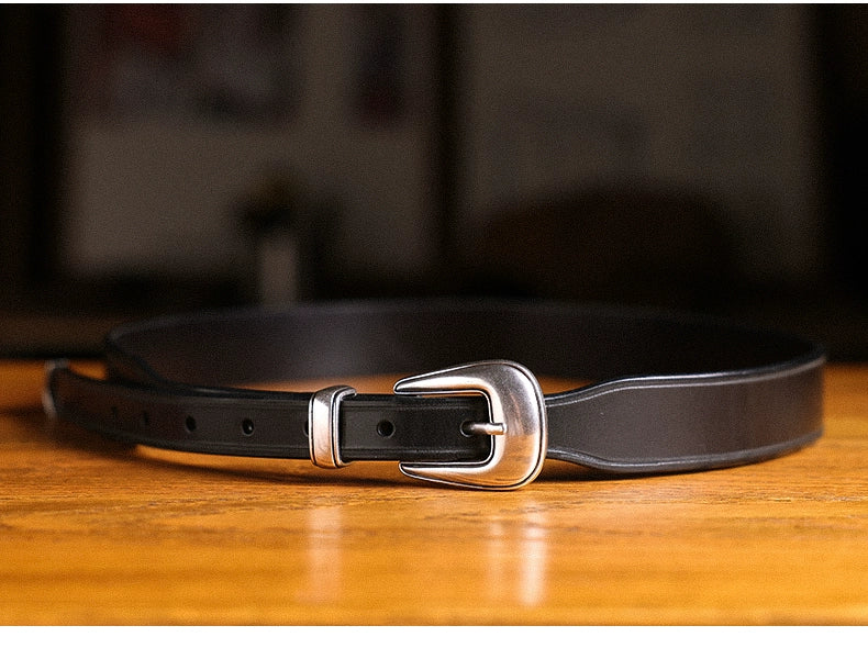 HALF WORK American denim cavalry belt retro tanned leather handmade pure cowhide leather belt for men and women