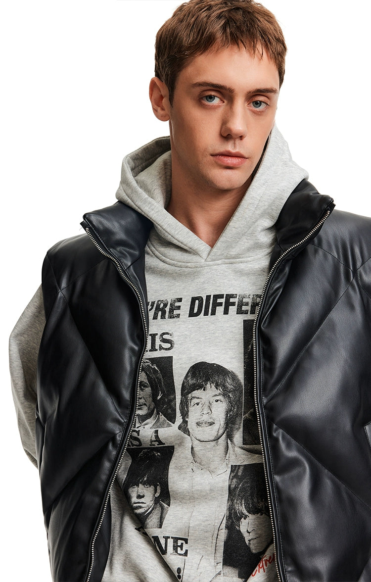 (Clearance) MADWITCH Stand-up Collar PU Leather Jacket Vest