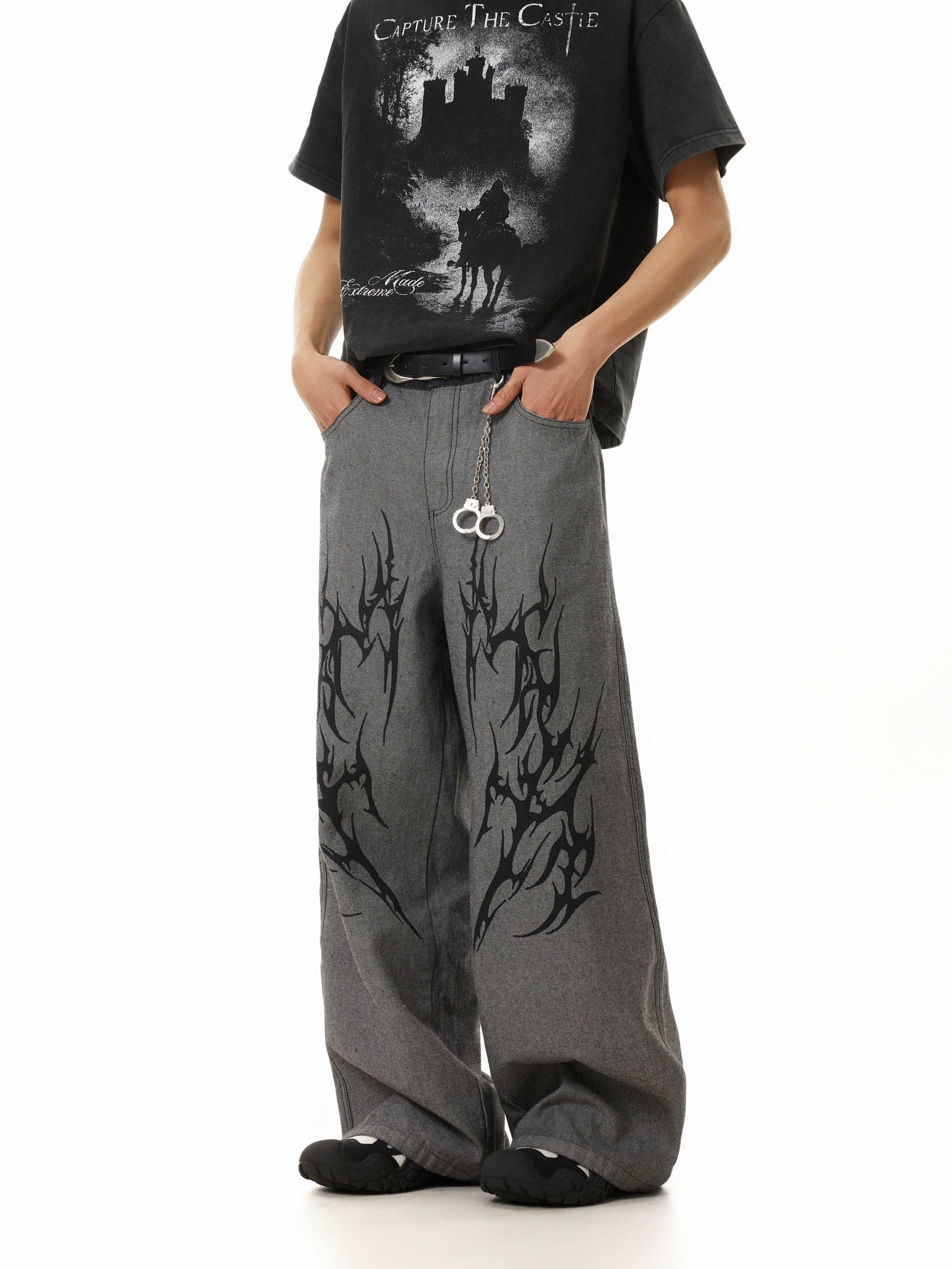 BTSG Thorn Totem Embroidery Stitching Vintage Jeans