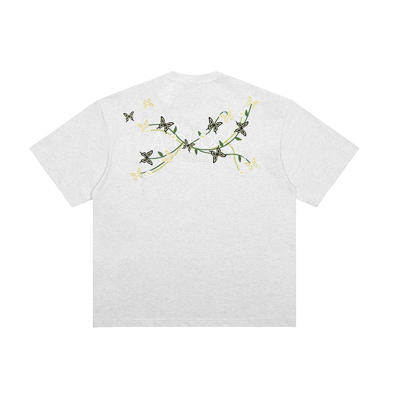 Achock Vintage Embroidered Floral Casual Tee