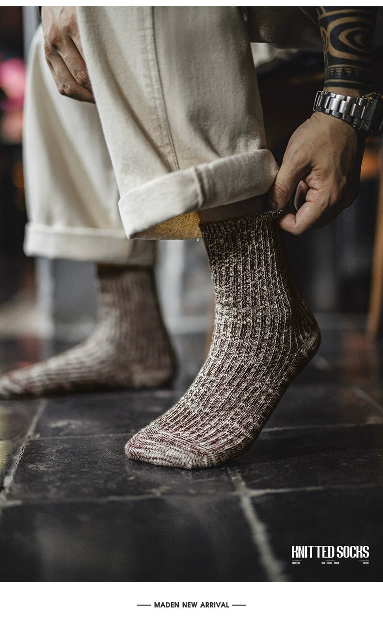 Maden Tooling Retro Snowflake Knitted Cotton Socks