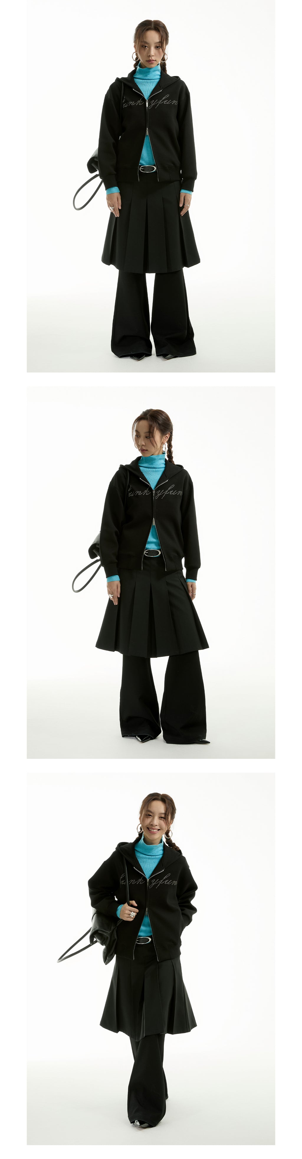 FUNKYFUN 2024AW LOGO Hot Diamond Cardigan Hooded Space Cotton Sweater Jacket