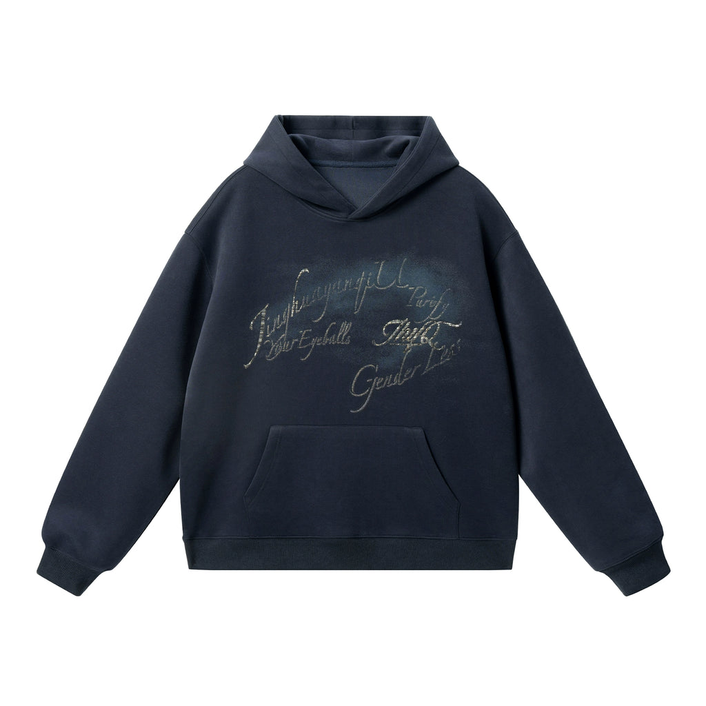 JHYQ Retro Letter Print Loose Hoodie