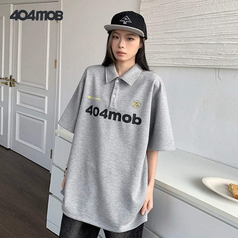 404MOB embroidered short-sleeved POLO shirt