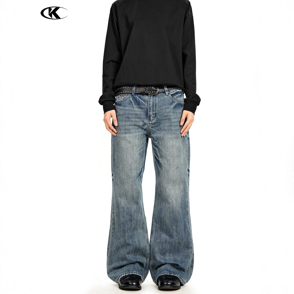 11KN Slub Pattern Simple Old Jeans