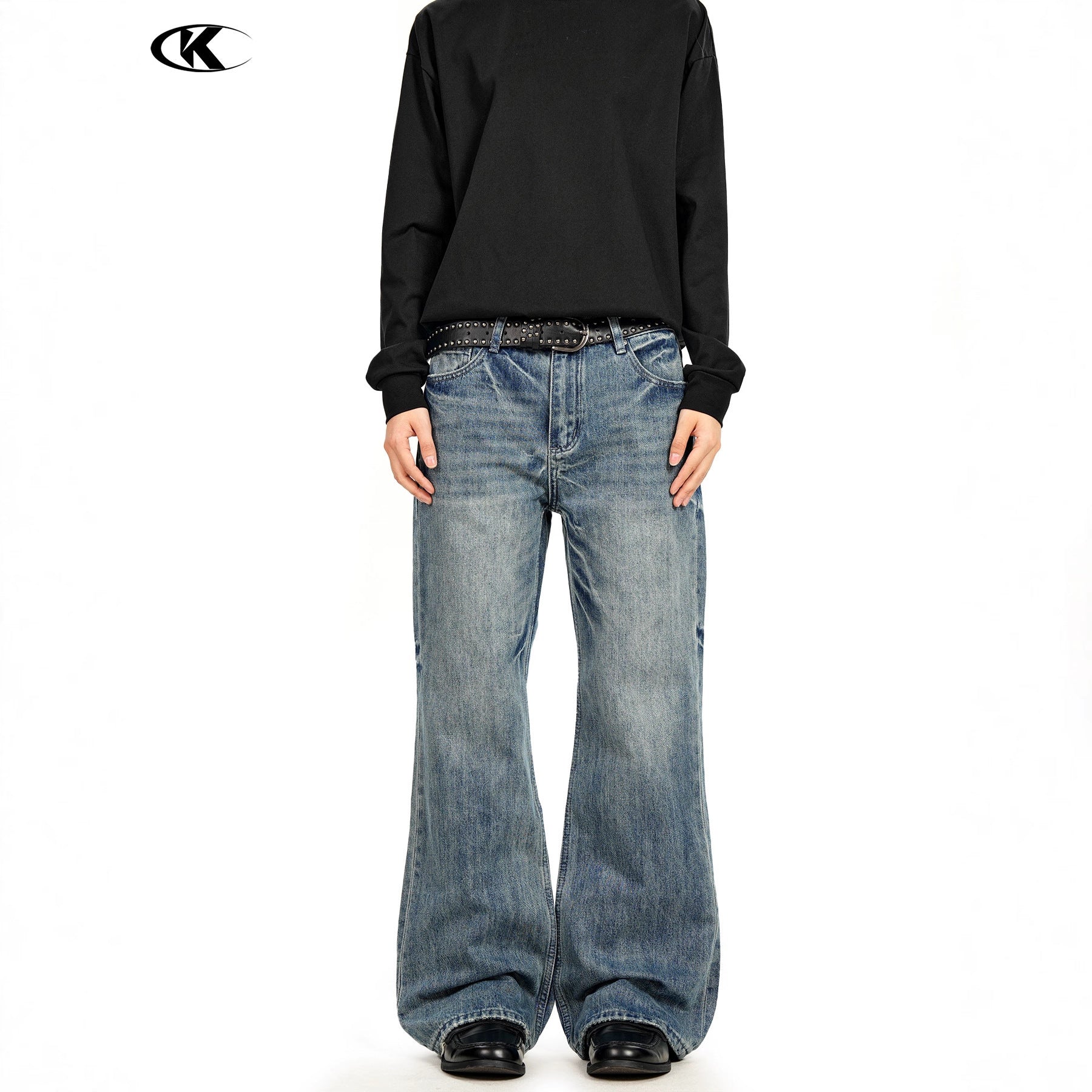 11KN Slub Pattern Simple Old Jeans