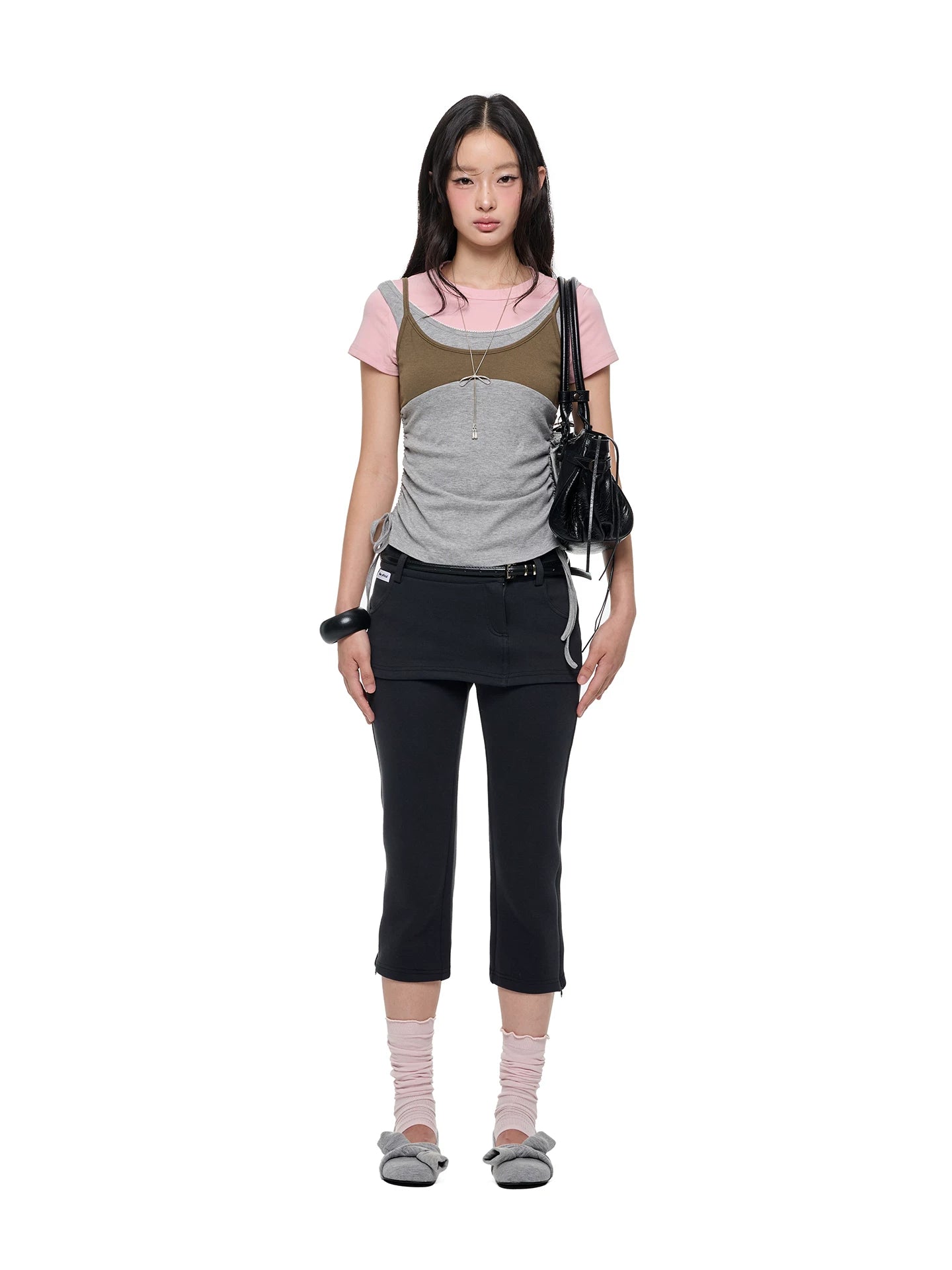 JIKOO Lace Drawstring Waist-cinching Tee