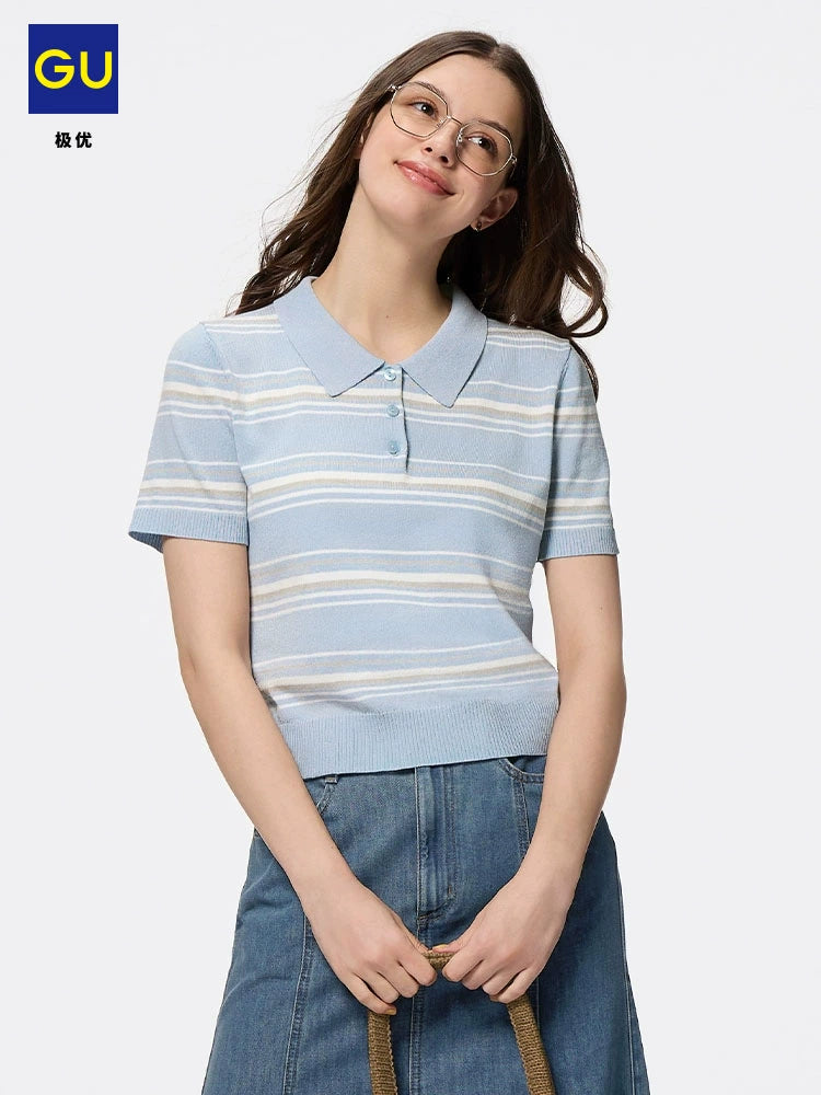 GU College Striped POLO Knitted Sweater