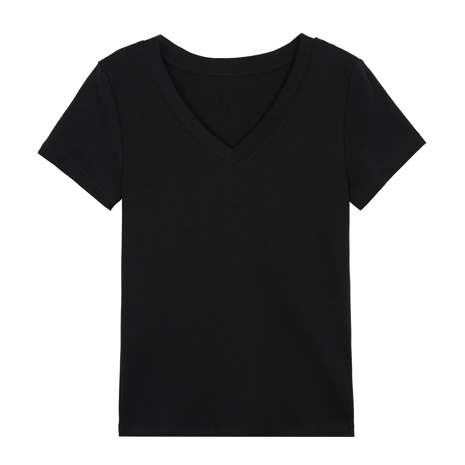 XUJING Simple V-neck Slim and Thin Tee