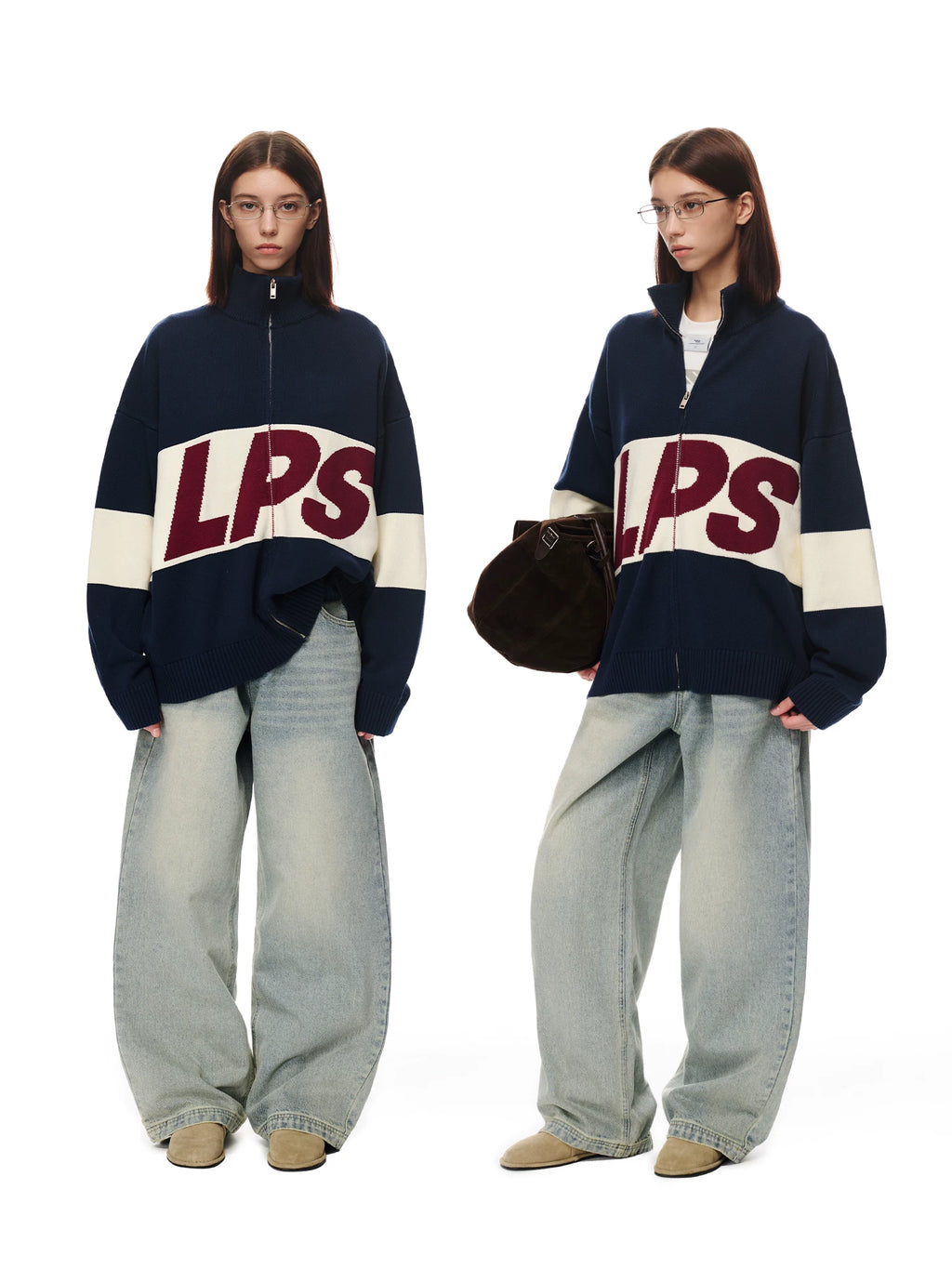 Loopsoon Color Matching Large Print Versatile Casual Sweater