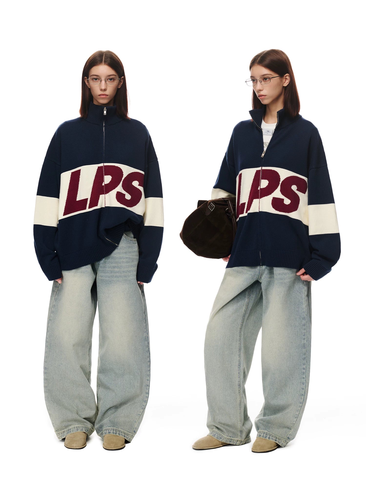 Loopsoon Color Matching Large Print Versatile Casual Sweater
