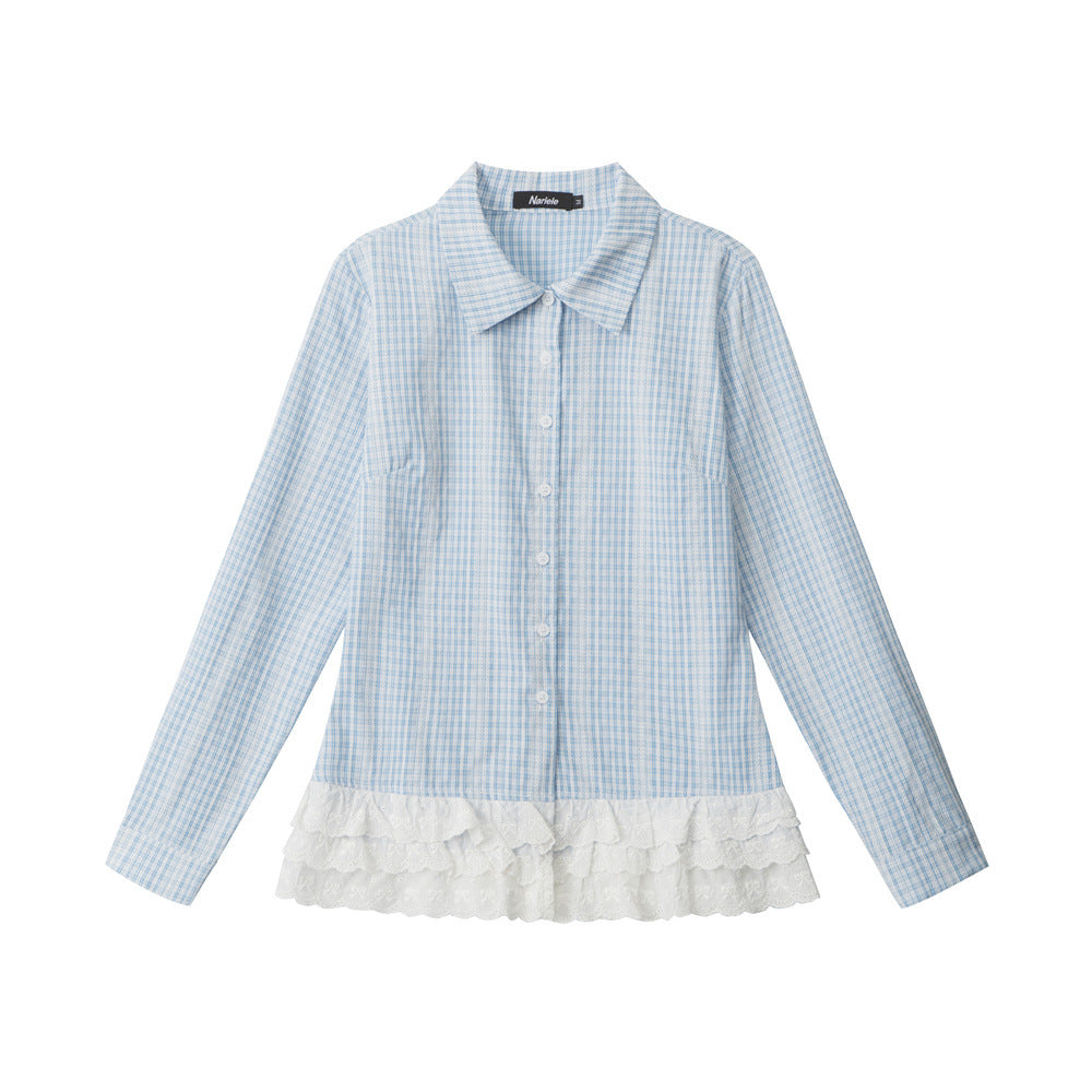 Nariele Plaid Slim-fit Long-sleeved Shirt