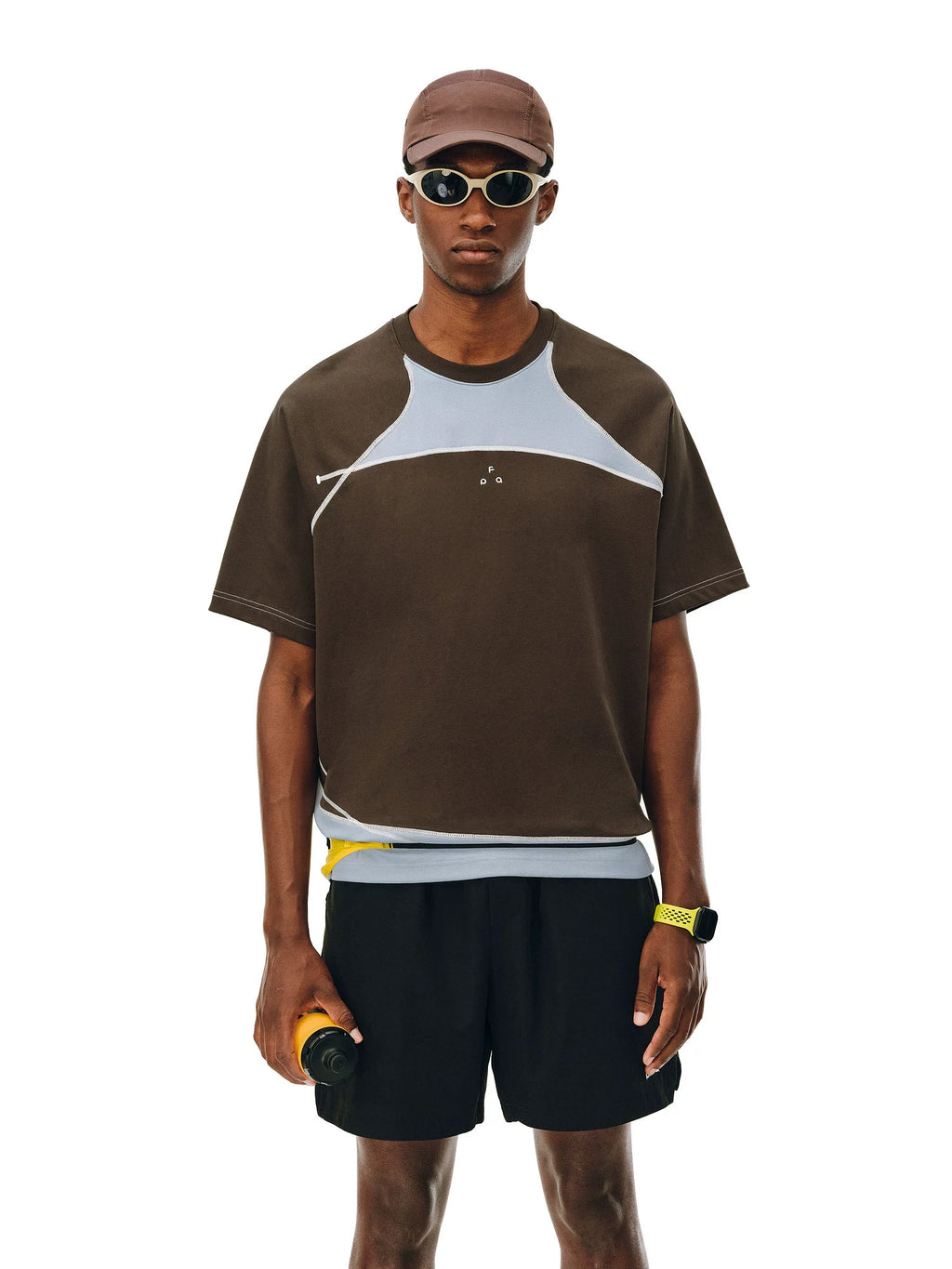 FPA Splicing Contrasting Color Casual Round Neck Tee