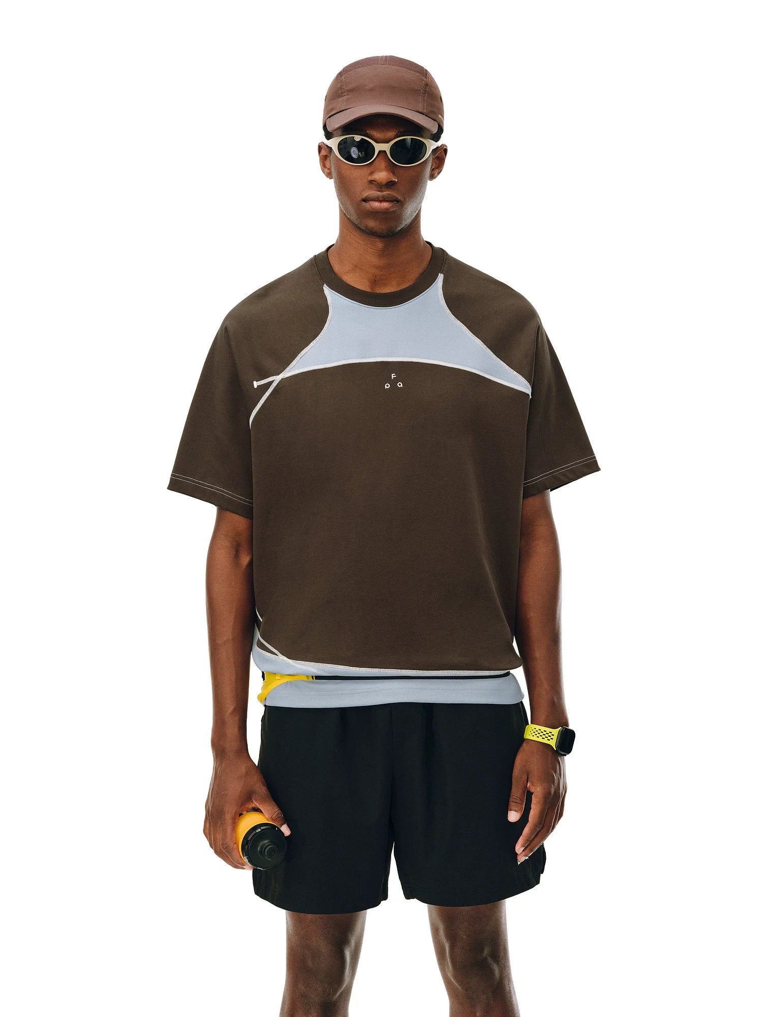 FPA Splicing Contrasting Color Casual Round Neck Tee