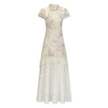 ZIHE Lace Splicing Hollow Floral Dress