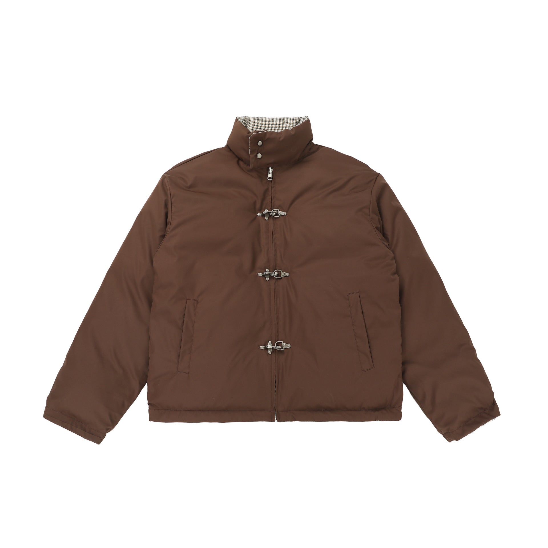 CHANYOOU Retro Double-sided Wear Splicing Thousand Bird Grid Thickened Cotton-padded Coat