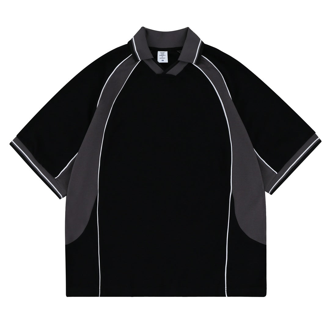 FGSS Splicing Japanese Loose Shoulder Lapel Tee