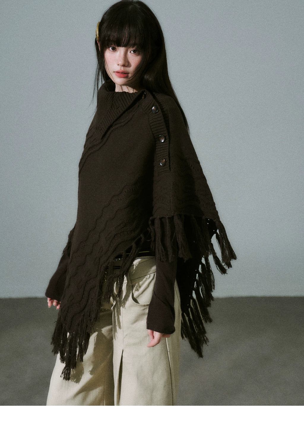 LOST FOREST Handmade Versatile Fringed Shawl Cape