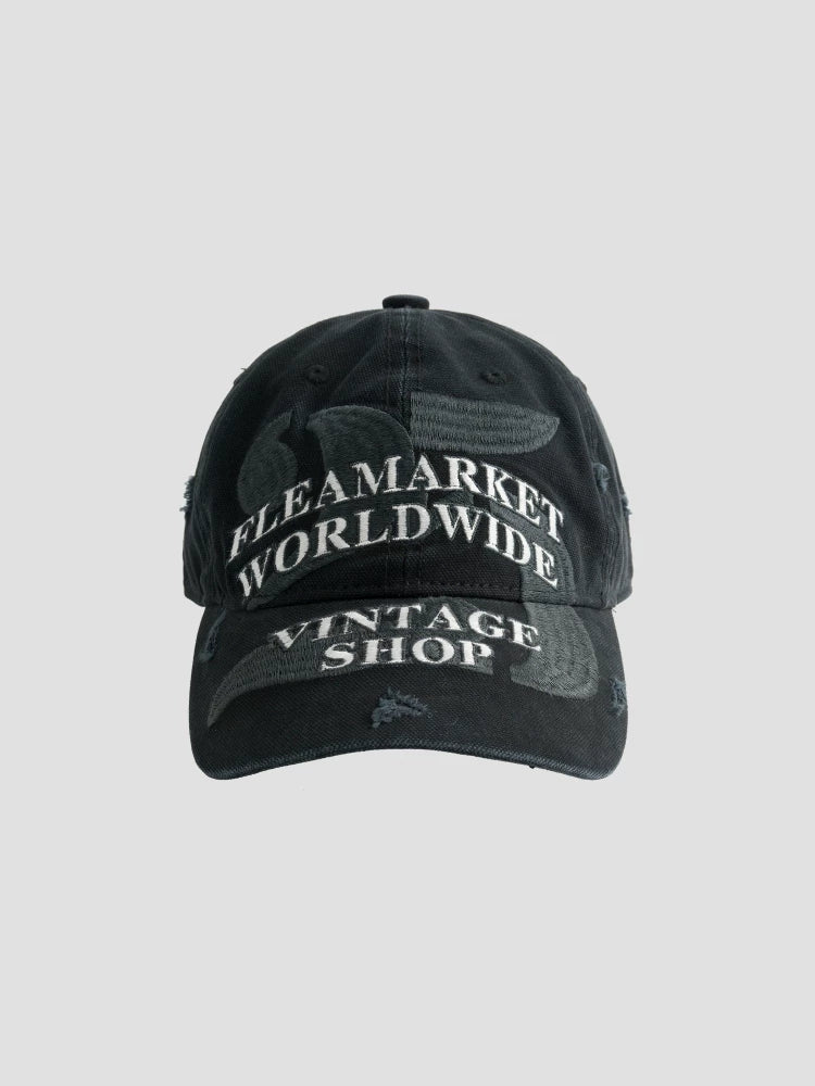 Fleamarket Cotton Embroidered Curved Brim Worldwide Vintage Shop Baseball Cap