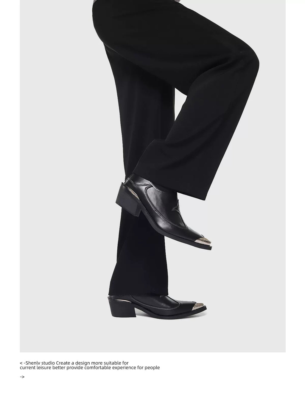 SHENLV STUDIO Pointed-toed High-heeled Leather Shoes