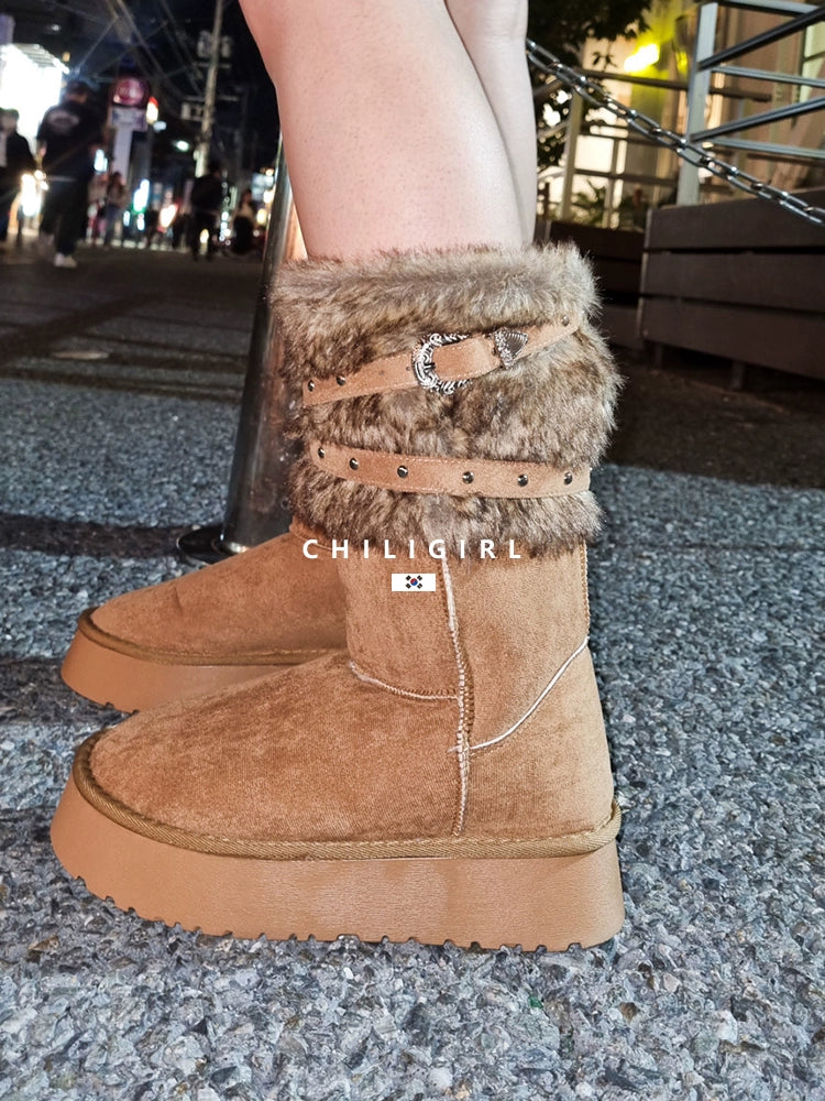 CHILIGIRL Fleece Thermal Thick-soled Snow Boots