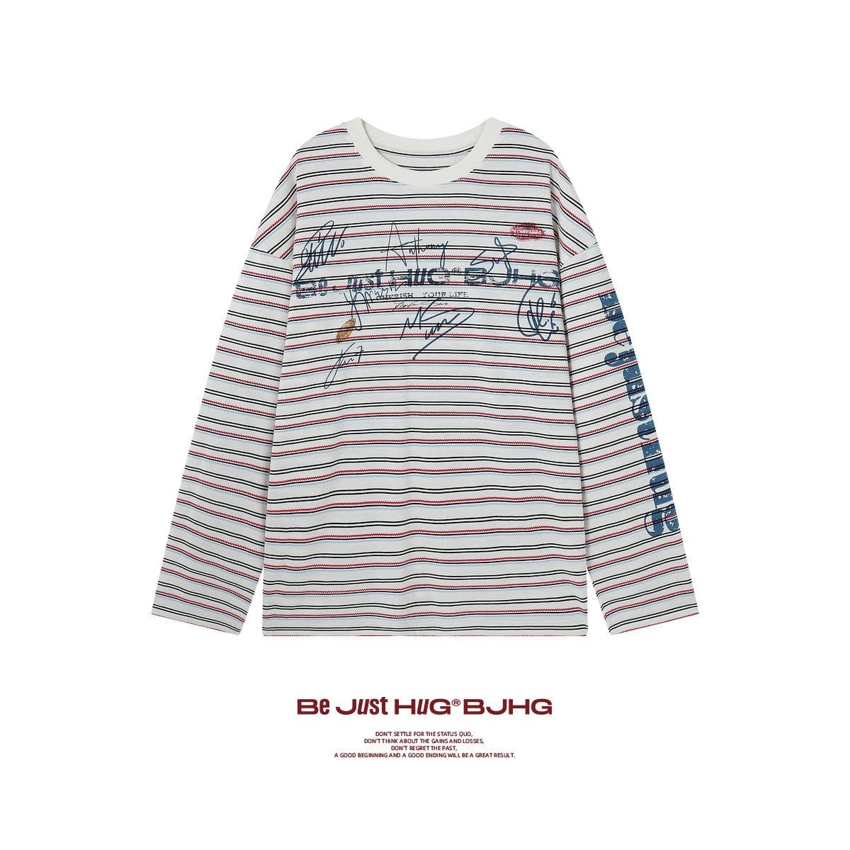 BJHG Striped Graffiti Print Knitted Sweater Couple Sweater