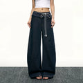 Aaisup High Waist Fungus Edge Wide Leg Floor Pants