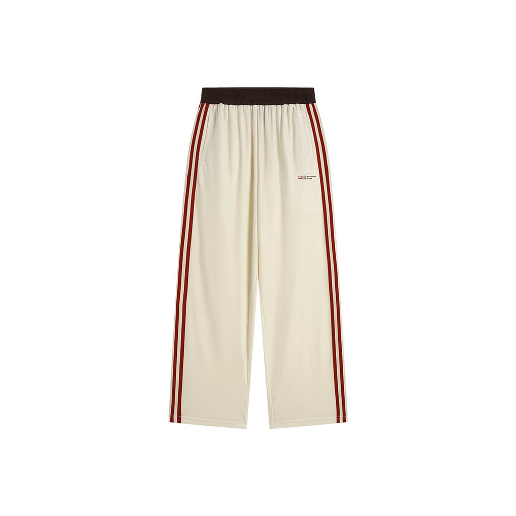 ATRY Casual Contrast Ribbon Straight Wide Leg Pants