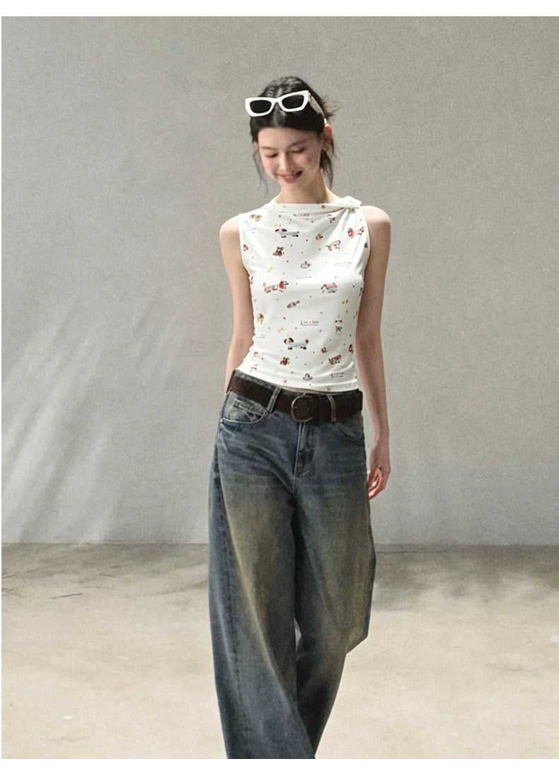 Sureenough Childlike Print Slim Neck Sling