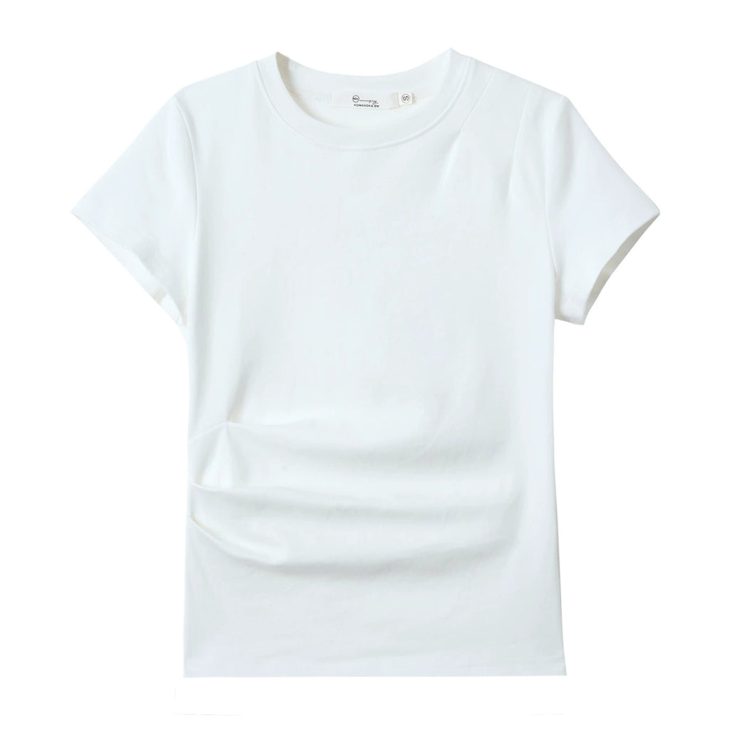 XUJING Crew Neck Shoulder Versatile Skinny Tee
