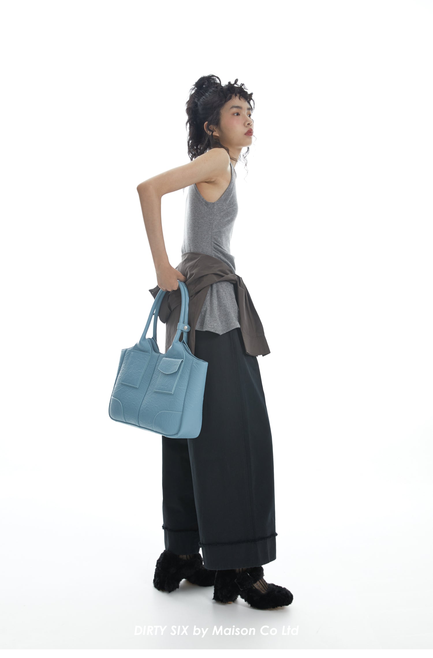 DirtySix Yuri Big Cow Split Leather Tote retro-patterned cowhide large-capacity Bag