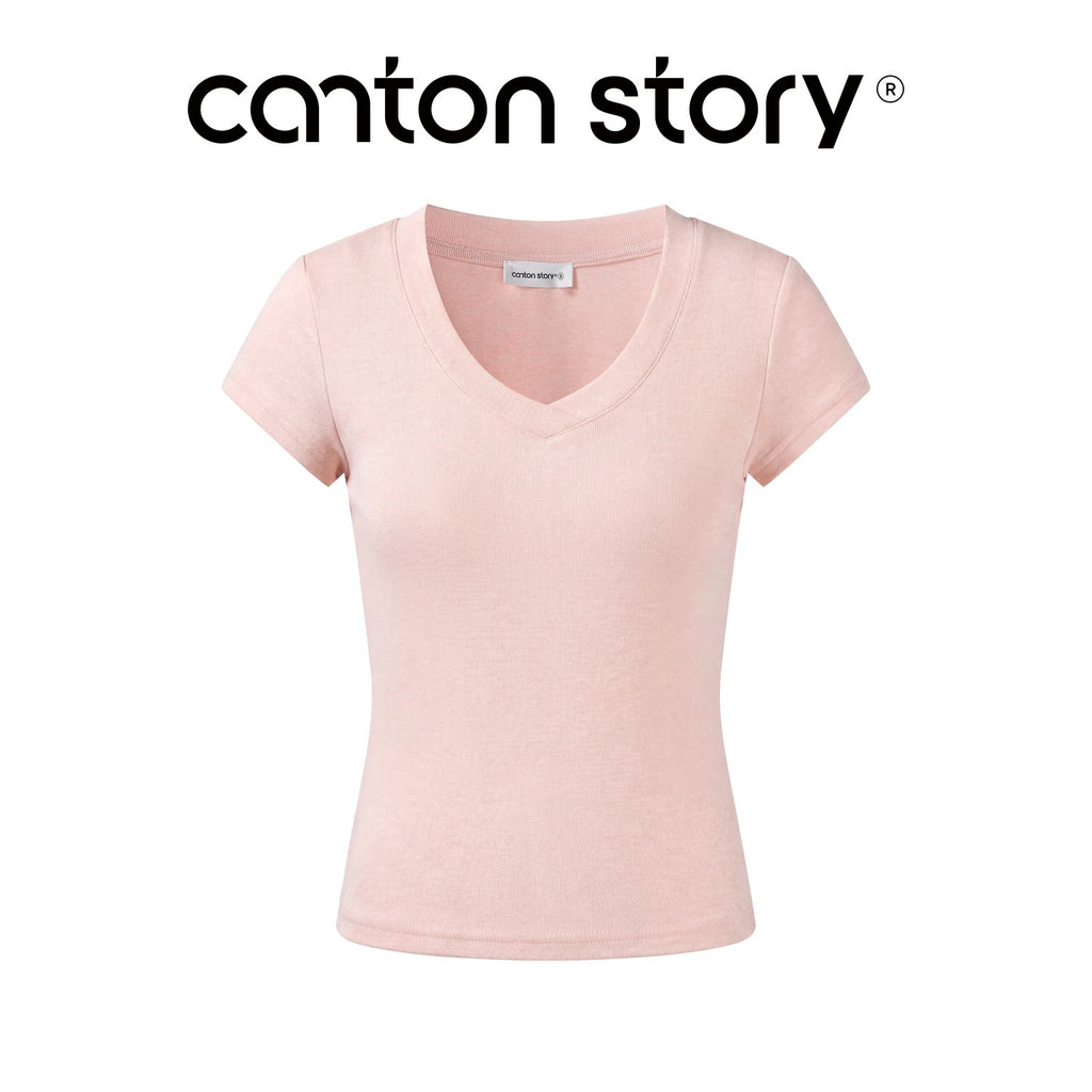Cantonstory V-neck Shoulder Slim Tee