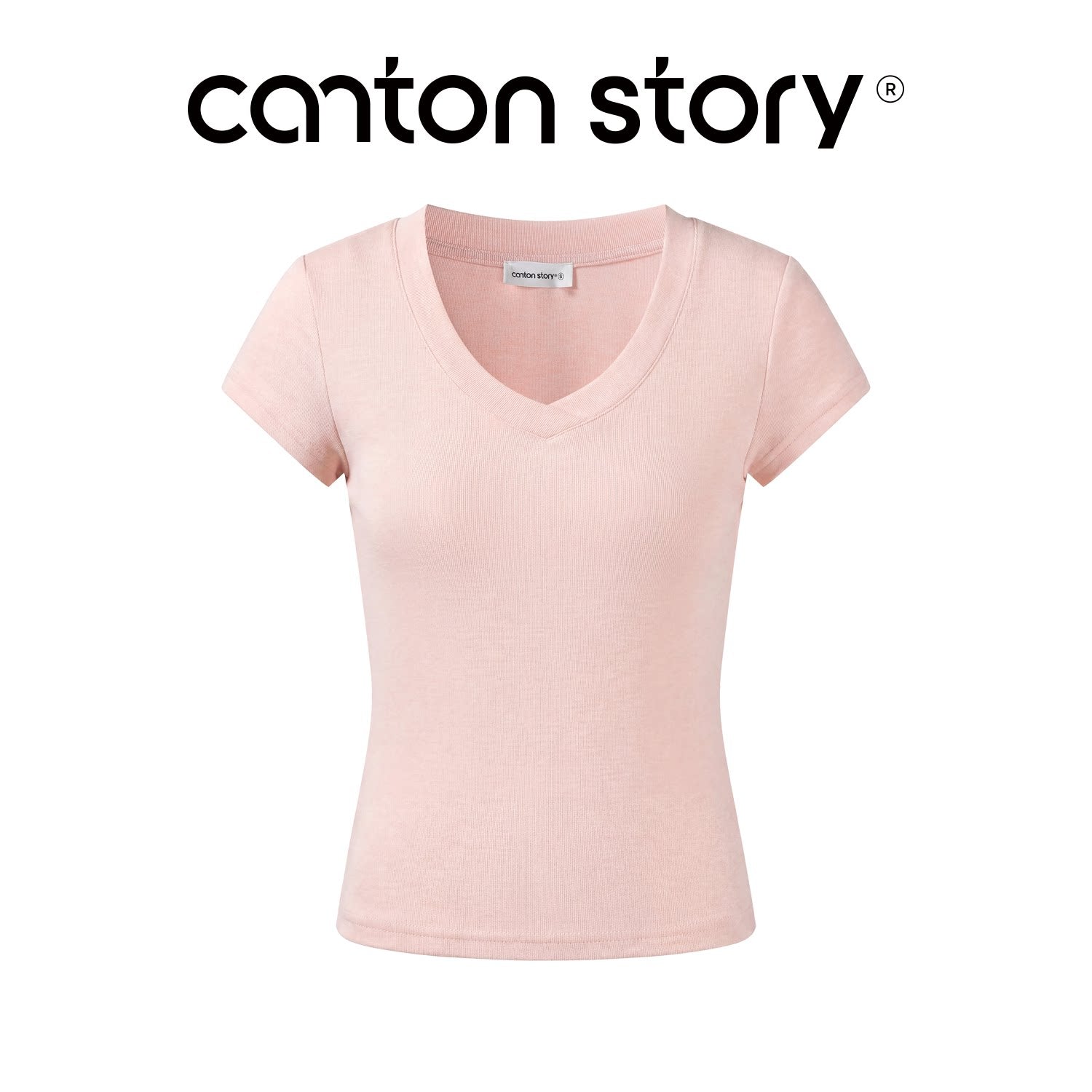 Cantonstory V-neck Shoulder Slim Tee