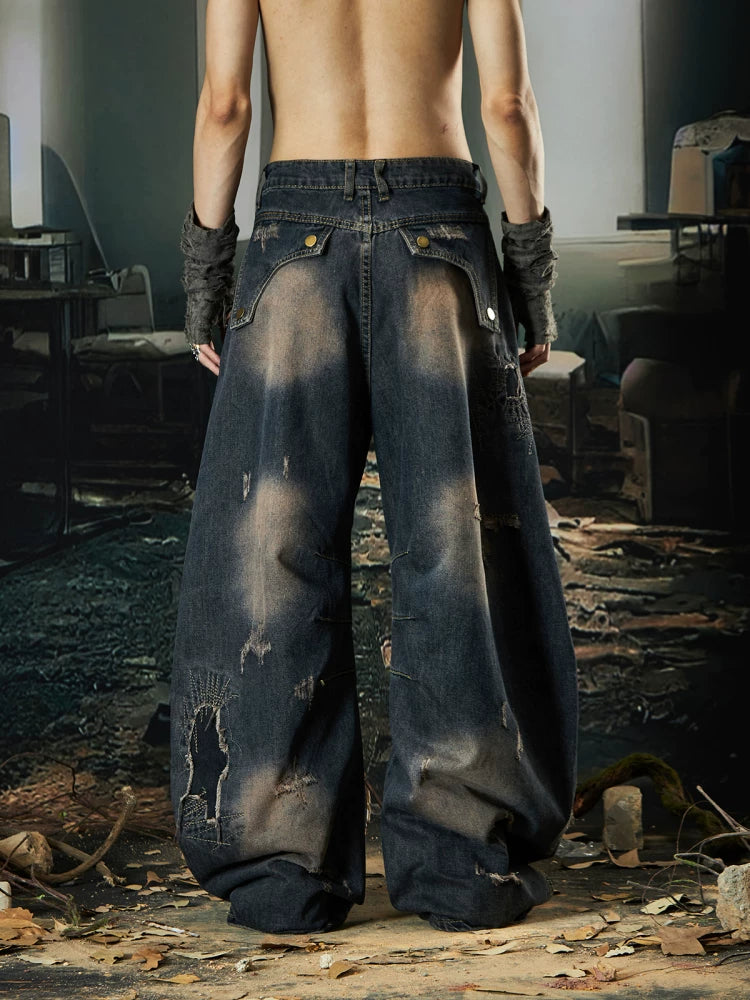 NOMANIAI Wasteland Heavy Industries Patch Old Rough Scimitar Jeans