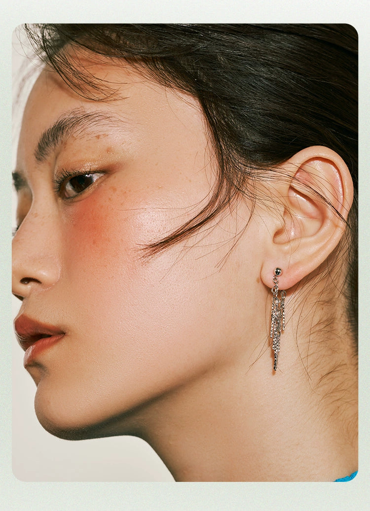 ZEGL Metal Waterfall Fringed Earrings