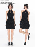 YEDM Stand-up Neck Neck Three-dimensional Rose Dress