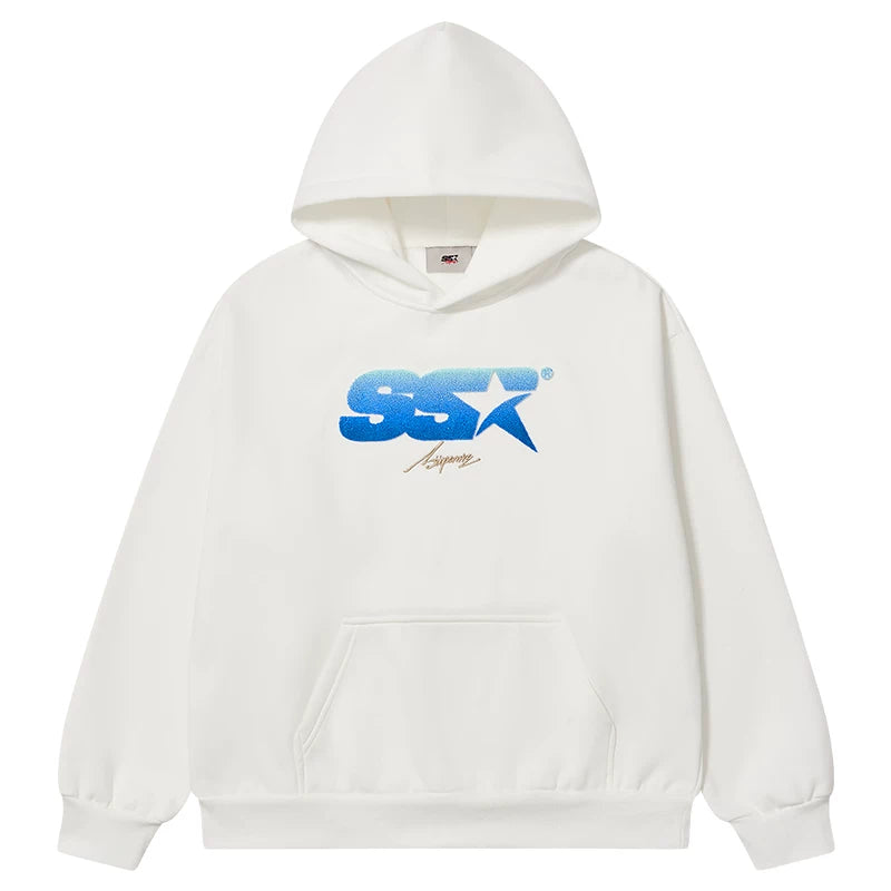 SSR Gradual Change Embroidered Loose Casual Hoodie Sweater